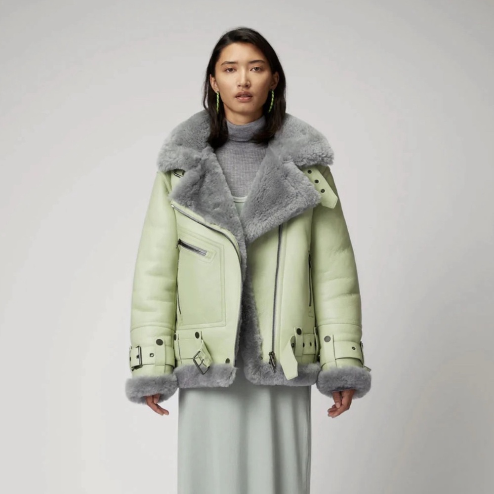 THE ARRIVALS Genuine Sheepskin Biker Jacket